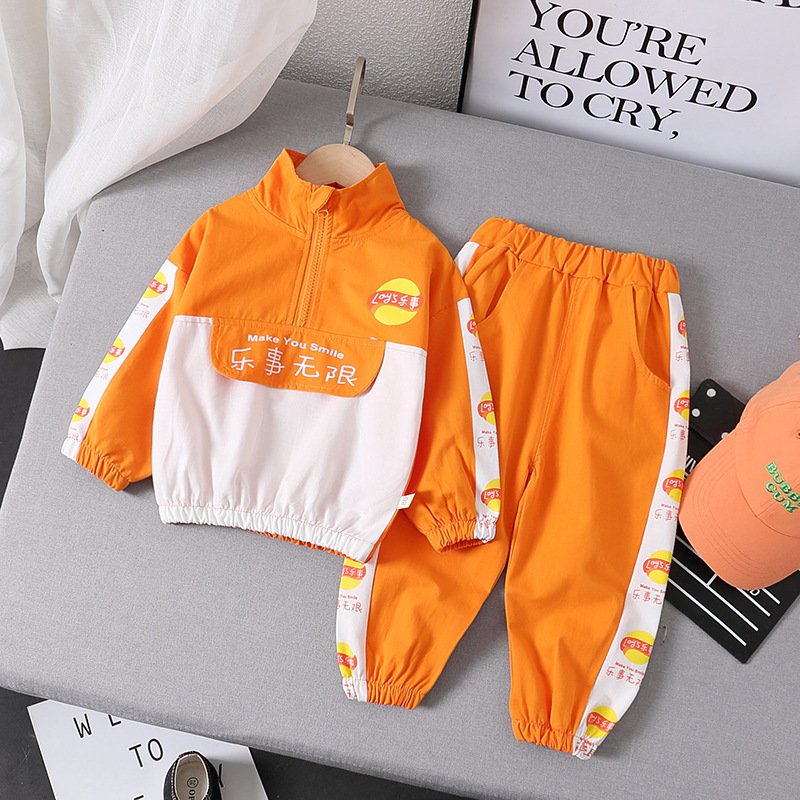 Urban Kidz printed cotton orange & white sweatshirt & pant